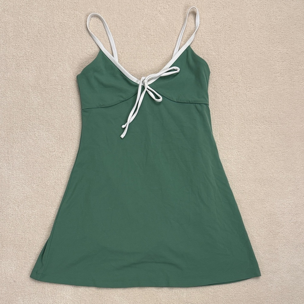 Abercrombie & Fitch Green Mini Dress with White Trim